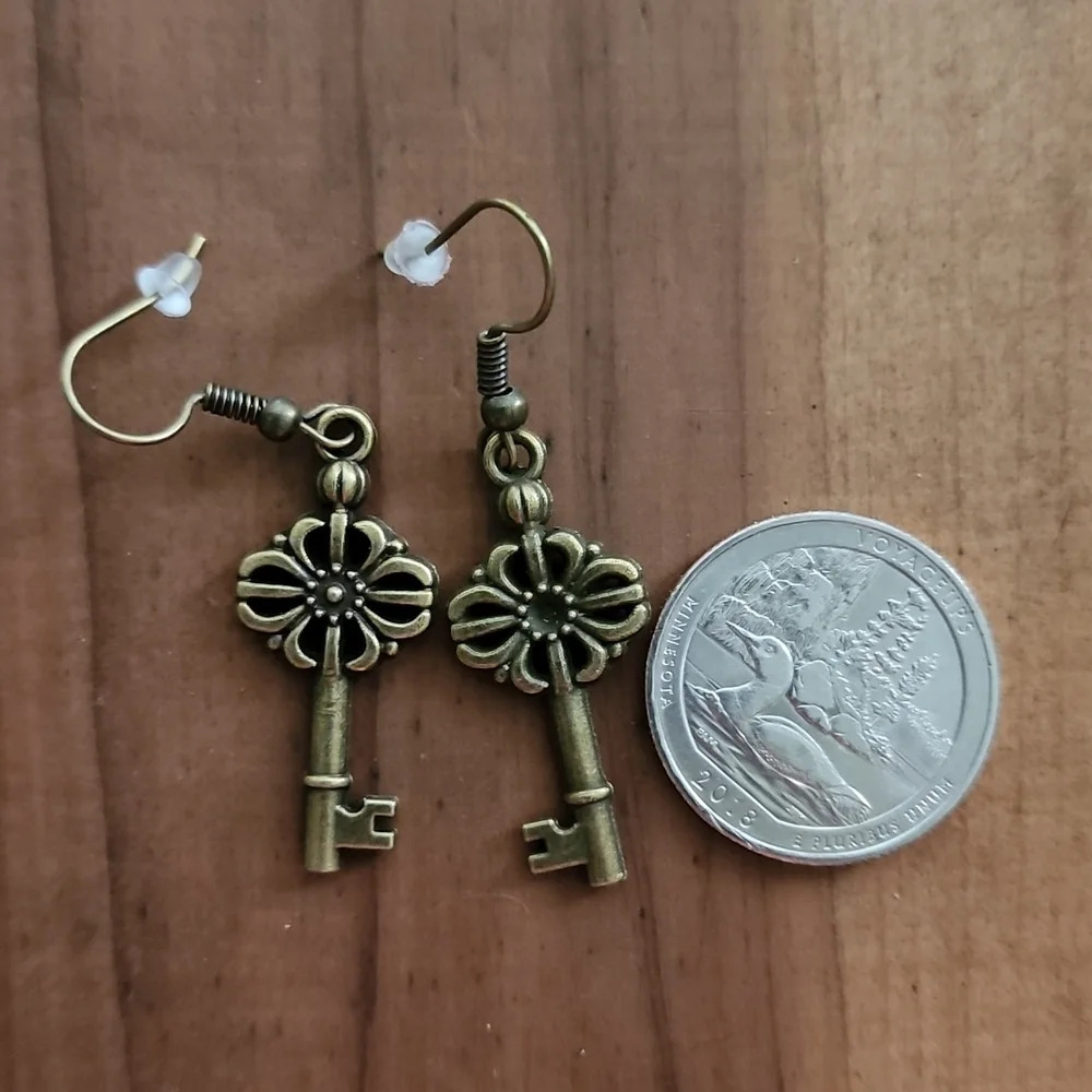 Vintage Key Earrings